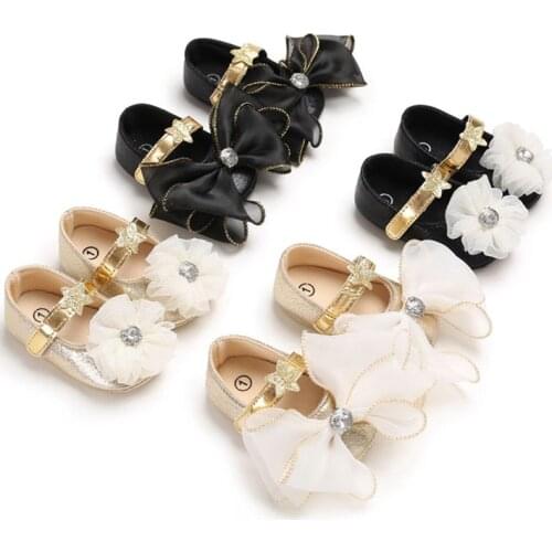 Newborn Baby Girls Shoes Flowers Lace Bow Little Girl Dance Party Shoes Princess Toddler Footwear First Walkers Infant Shoes