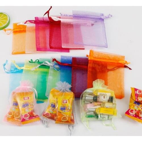 10pcs Organza Bags 20x30 17x23 15x20 13x18 10x15cm Pick 15colors Beads Packaging Drawstring Gifts Bags & Pouches Packing Bags