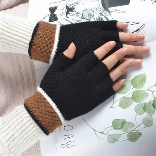 New Unisex Knitted Fingerless Gloves Women Men Autumn Winter Outdoor Stretch Elastic Thicken Warm Half Finger Cycling Gloves