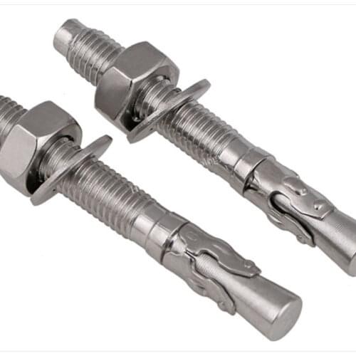 Expansion Screw Bolt Washer Nut 304 Stainless Steel Repair Wall Hang Heavy Blasting Wedge Anchor Through M6 M8 M10 M12 M16