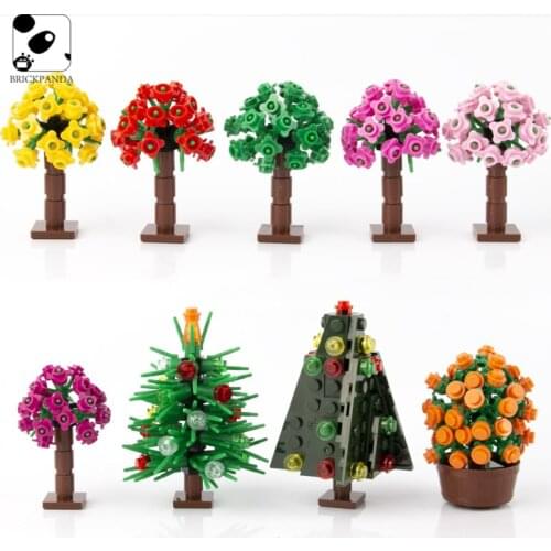 Tree Plant Military Accessories Grass Parts Building Blocks City Street Green Bush Flower Garden Scene Bricks Model Toy Gift