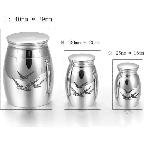 Three Birds Engraved Stainless Steel Mini Casket Memorial Jewelry Funeral Cremation Urn for Human/Pet Ashes