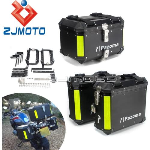 Universal Waterproof Motorcycle Rear Top Luggage Box Helmet Case Tail Storage Trunk Aluminum Side Panniers Saddlebag Toolbox