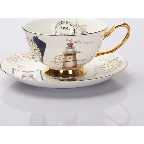 Hot Sale Vintage Coffee Cup Set Ceramic Black Tea Cups Designer Bone China Crafts Porcelain Free Shipping