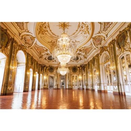 VinylBDS Photographic Background Golden Palace Chandelier Crystal Lamp Photo Photocall Backdrops Boy Kids 8 x 8 ft