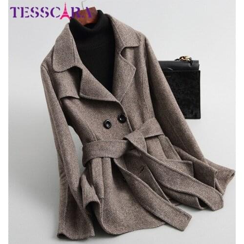 TESSCARA Women Autumn Elegant Office Lady Wool Blend Basic Jacket Coat Female High Quality Cashmere Jackets Outerwear & Coats