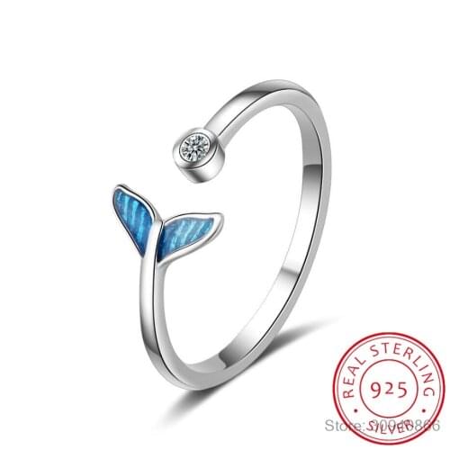 2018 New 100% 925 Sterling Silver Fashion Women Mermaid Tail Rings Size 5 6 7 Wonderful Gift For Girls Kids Ladys DS556