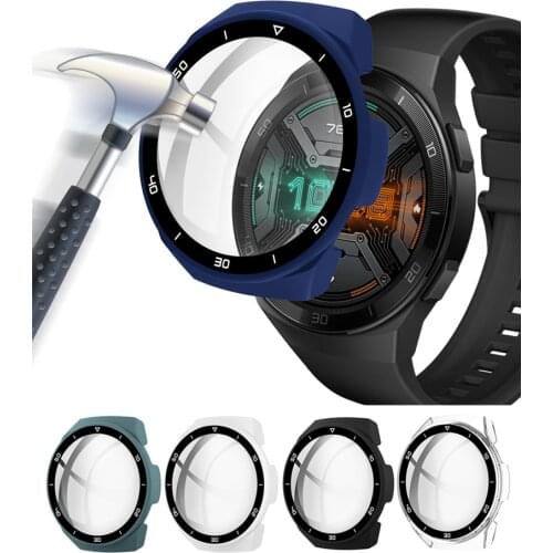 Hard Full Edge Glass Screen Protector Case Shell Frame For Huawei GT 2e/GT2 E Sport Watch GT2e Protective Bumper Cover Accessory