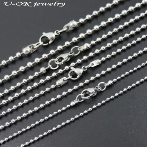 1.5/2/2.4/3/4mm Stainless Steel Bead With Lobster Clasp Chain Necklace for Man Women 40/50/60/70/80/90/100cm