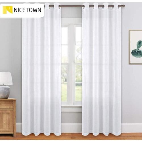 NICETOWN 1 Pair 2019 New Arrival Summer Modern Voile White Tulle Panels Drapes with Grommet Top Curtains Sheers For Home Living