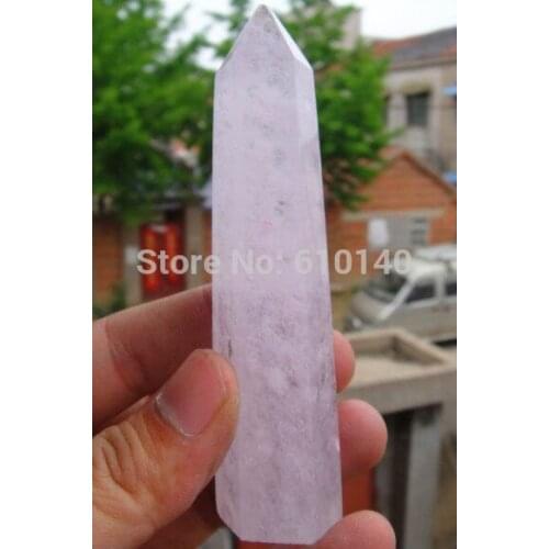 1pcs Pretty Pink Rose Quartz Crystal single Terminated Wand Healing 9-12CM