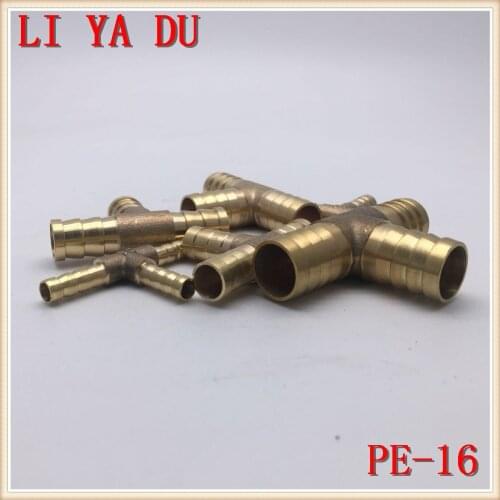 10pcs/lot PE16 Copper pagoda joint Brass joint/water pipe joint/gas joint PE-16 Brass Pipe Fitting 3-Way T type