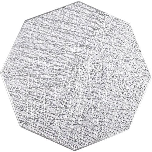 10 Pack Pressed PVC Metallic Hollow Placemats/Charger/Wedding Accent Centerpiece Octagon Placemats,Placemat for Dining