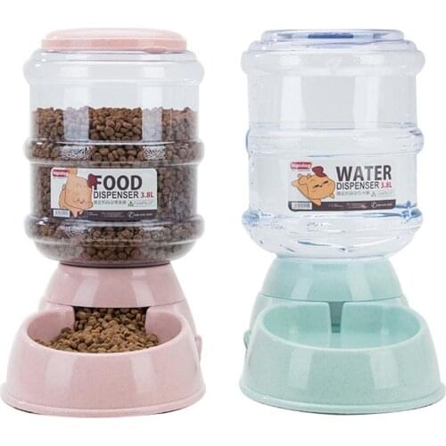 3.8L Pet Cat Automatic Feeder Dog Water Dispenser 4 Colors Drinking Fountain Food Storage Barrel For Dogs Teddy Cat Supplies