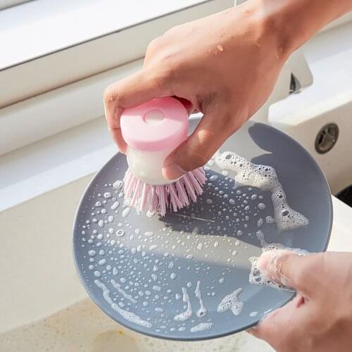 3PCS Hydraulic Dishwashing Pot Brush Creative Automatic Liquid Filling Washing Convenient Kitchen Cleaning Gadgets