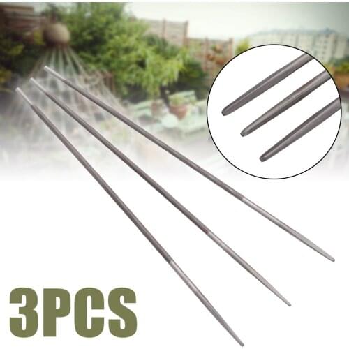 3pcs Bearing Steel Round Chainsaw Files 4mm / 0.2” Shank Sharpening Chainsaw Saw Chain Files Sharpener For Woodworking Hand Tool