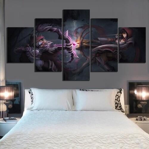 5 Piece HD Pictures World of Warcraft Video Game Poster Paintings Sylvanas Windrunner WOW Poster Canvas Art Paintings