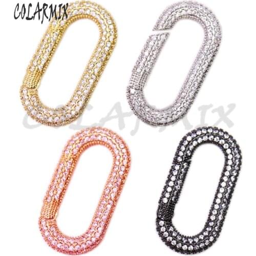 6Pcs fashion Zircon carabiner Oval pendants accessories for jewelry making multi-kinds fashion necklace pendants for women 50943