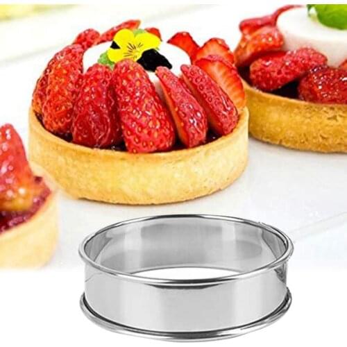 8cm Stainless Baking Cake Mold Steel Rolled Edge Fruit Pie Tarts Dessert Ring Muffin Crumpet Mold Baking Tools
