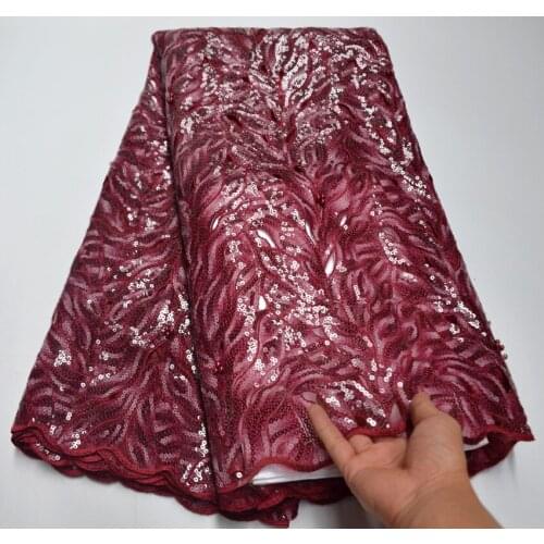 African Organza Lace french net lace fabric with sequins 2020 high quality Nigerian Tulle sequin lace wedding dress ZA5487