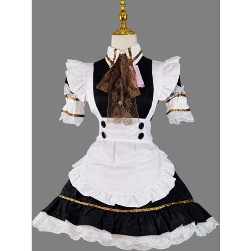 Amine Black Cute Lolita French Maid Cosplay Costume Dress Girls Woman Waitress Maid Party Stage Costumes Plus Size
