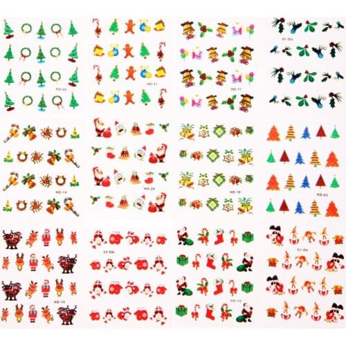 Free Shipping 12Pcs Nail Art Decoration 3D Christmas Nail Water transfer stickers