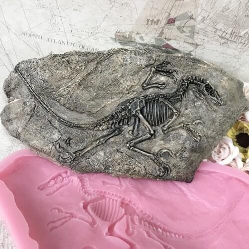 Concrete Home Wall Decorating Hanging Craft Mould 3D Epoxy Resin Dinosaur Fossil Model Maker Tool Silicone Cement Plate Molds