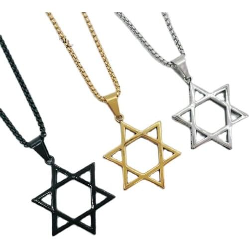 Black Knight solomon seal Star of David necklace pendant Stainless steel Jewish Magen David Hexagram necklace BLKN0711