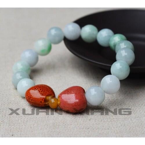 Drop Shipping Women Bracelets Jadeite Jades Round Beads Bracelets Heart Ceramics Bangles 2018 Gift for Women Fashion Jewelry