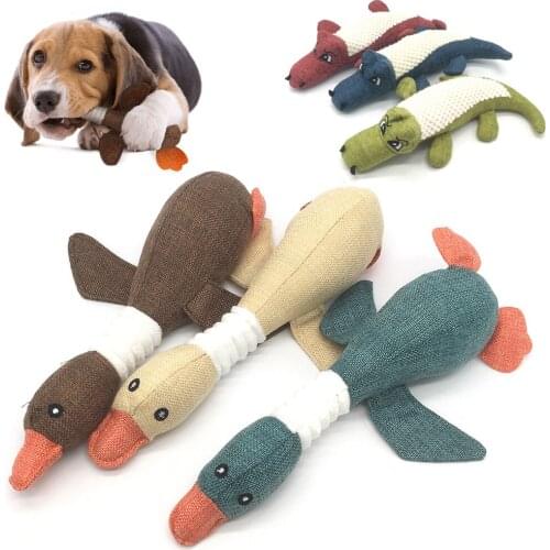 Pet Dog Toy Cartoon Linen Wild Goose Plush Crocodile Animal Toys Dogs Chew Squeaky Noise Clean Teeth Toy Molar Training Supplies
