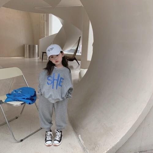 Childrens Clothing Sets Spring Autumn New Kids Casual Sports Suits Korean Baby Boys Girls Letter Print Hoodies Pants 2pcs Sets