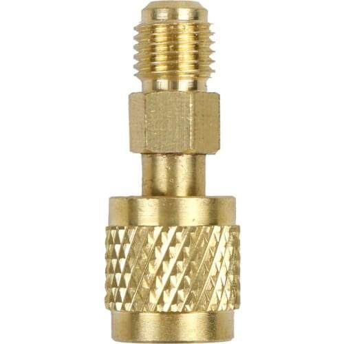 1/4" Male to 5/16" Female Charging Hose to Pump Adapter R410 Brass Adapter for Mini Split System Air Conditioner
