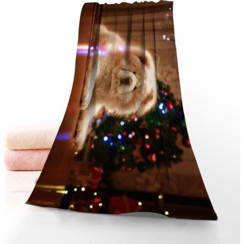 New Custom Chow Chow Towel Printed Cotton Face/Bath Towels Microfiber Fabric For Kids Men Women Shower Towels 70X140cm