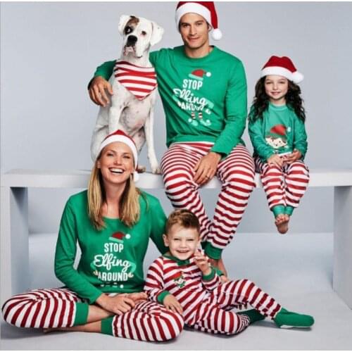 New autumn and winter home wear printed suit pajamas Christmas parent-child wear