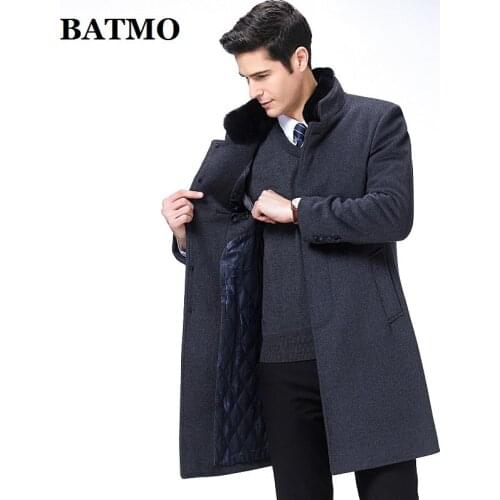 BATMO 2021 new arrival autumn&winter high quality wool long trench coat men,mens wool jackets,warm coat,plus-size M-XXXL,8808