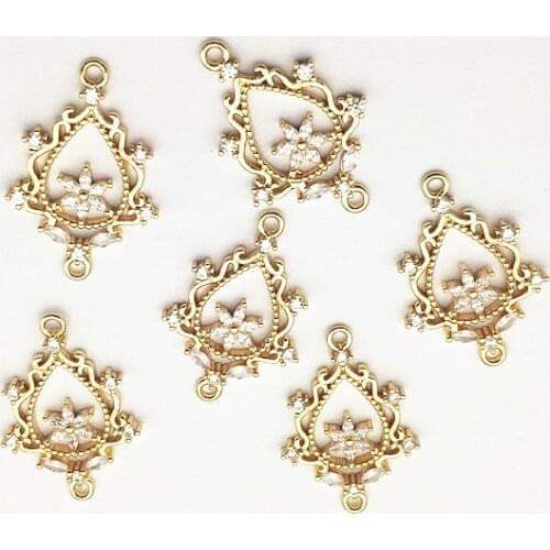 New arrival! 30x20mm 40Pcs Cubic Zirconia/Copper Connector for Necklace/Earrings DIY making parts,Jewelry Findings & Components