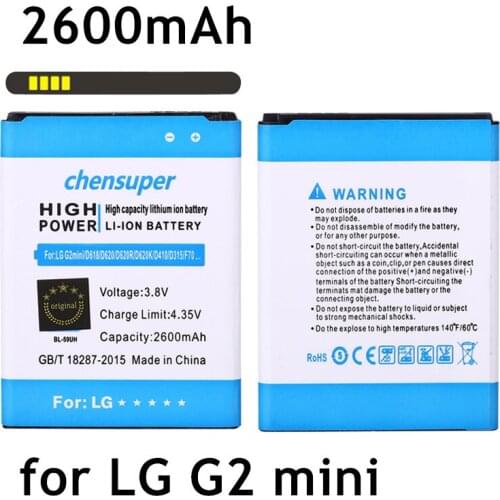 NEW 2600mAh BL-59UH Battery for LG G2 mini D620 D620R D620K D618 D315 F70 D410 L65 D285