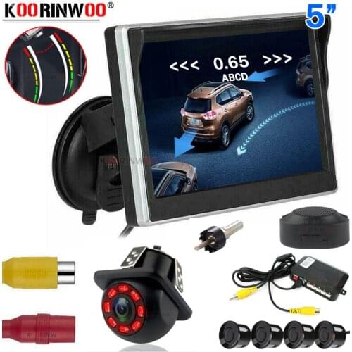 Koorinwoo Parktronic Car Parking Sensors Dynamic trajectory rear view camera 4 Radar TFT Car Monitor Sucker Car Detector Reverse