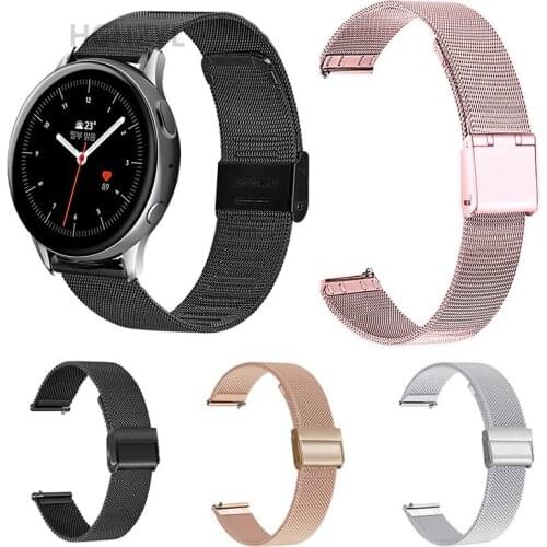 Snap Button Metal Watchband For Samsung galaxy watch active 2 44mm 40mm Stainless Steel Watch Band Wristband Strap