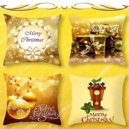 Christmas Cushion Cover 44*44±1cm Red Merry Christmas Printed Polyester Decorative Pillows Sofa Home Decoration Pillowcase 5z