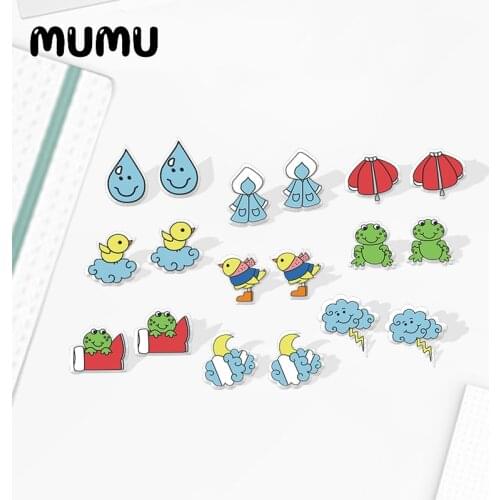 2020 New Rainy day Series Stud Earring Cloud Frog Raincoat Acrylic Earring Handmade Epoxy Jewelry Gril