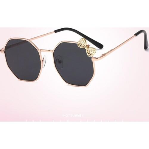 Vintage Metal Bow Kids Sunglasses for Girls Boy Irregular Oversize Children Sun Galsses Baby Infant Octangle Oculos Gafes 2020