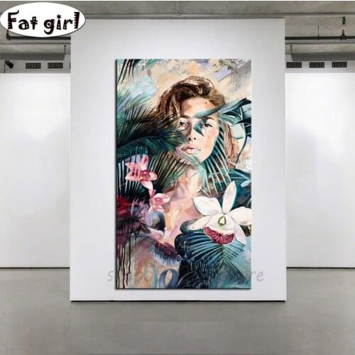 Modern Nordic Figure Characters flower mosaic cross stitch 5D diamond painting embroidery diy full square drill round home gift