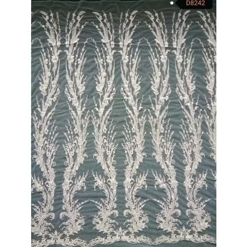 Embroidered French lace fabric off white bridal chantilly lace for wedding dress 10 Yards