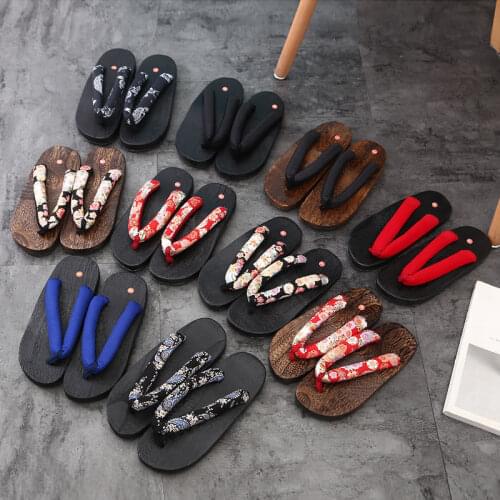 Japan Men Boots Casual Slipper Anime Cosplay Shoes Men Women Traditional Samurai Japanese Geta Clogs Wooden Flip Flops Slippers