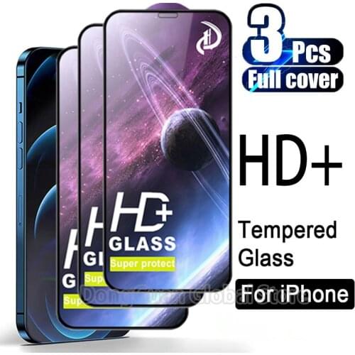 HD+ 3Ps Tempered Glass For iPhone 11 12 13 Mini Pro Max Screen Protector For iPhone X Xr Xs Max 7 8 6S Plus SE Full Cover Glass