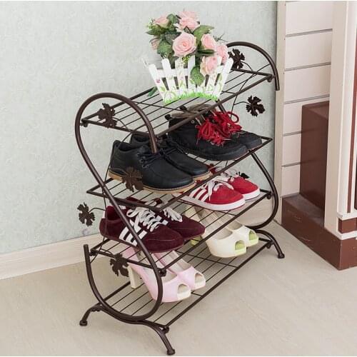 Iron Simple S Type Shoe Rack Modern Creative Multilayer Shoe Shelf Four Layers Room Floor Shoe Holder