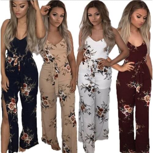Women Oversized XL Print Long Loose Jumpsuits Casual Rompers Off Shoulder Mid Waist Sexy Summer Jumpsuit for Female Women