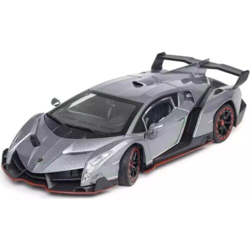 1: 24 Simulation Lambor Veneno Alloy Sports Car Model Presents Childrens Toys Boys Birthday Christmas Gifts Gray