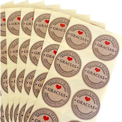 100pcs/pack GRACIAS seal Labels Kraft Paper Stickers Cowhide sticker DIY Handmade box bag dia 35mm